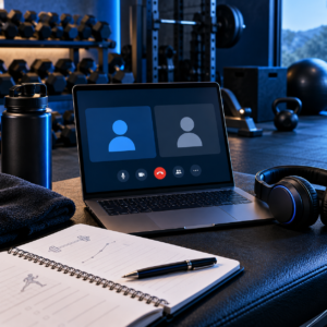 Laptop video call setup for a 60-minute performance consultation
